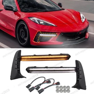 LED Grill Bezel For Light Bars DRL Fits CORVETTE C8 Stingray Coupe Carbon Flash - Picture 1 of 21