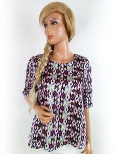 Cotton Club Size 10 (38) Pink Tunic Blouse Sleeve 3/4 Diamonds print - Picture 1 of 5