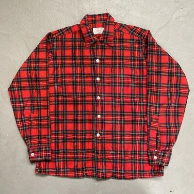 Camisa a Cuadros Rockabilly 15-15.5 Cuello Lazo Mezcla Lana Viyella Años 60 De Colección Foto 1 de 4