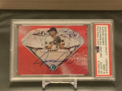 2020 Bowman Draft Chrome Aaron Ashby Applied Pressure Red Auto #4/5 PSA  POP 1 - Image 1 of 3