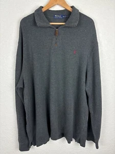 Polo Ralph Lauren Quarter-Zip Pullover Sweater Grau Herren XXL 100% Baumwolle Preppy - Bild 1 von 7