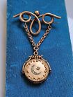 Antique Victorian Gold Filled Brooch Pendant Picture Locket Mourning Jewelry 