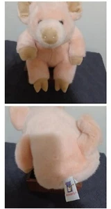 Vintage 1999 MANHATTAN TOY Pink/Brown 13" Plush Sitting Pig Stuffed Animal L👀K! - Picture 1 of 4
