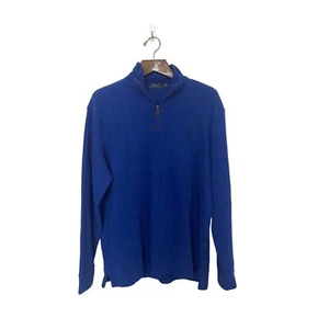 Polo Ralph Lauren Blue Pullover Sweater Quarter Zip Mock Neck Men’s Size XL - Picture 1 of 14