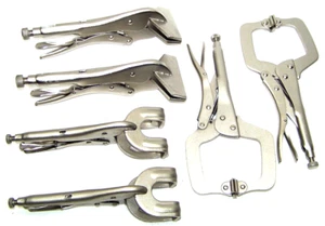 6 pcs Locking Welding Clamp Set Locking C Clamp Flat Bill 2 Prong Pliers Set - Picture 1 of 3