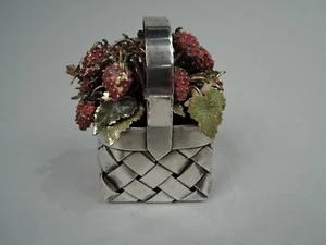 Cartier Basket Midcentury Modern Strawberry American Sterling Silver Enamel - Picture 1 of 7