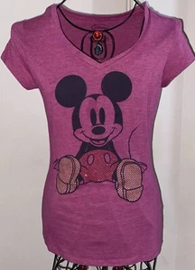 Disney Store Pink Mickey Mouse Graphic T-Shirt Embellished w/Glitter Size M - Picture 1 of 3