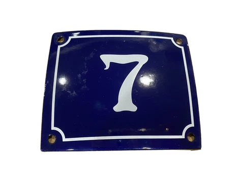 Vintage Style Blue Enamel Porcelain French House Number Door Steel Metal Sign 7 Cover