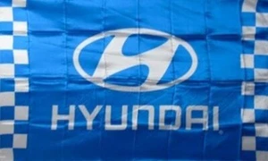 Hyundai Blue Checkered Flag 3x5 FT Banner Flag Car Show Racing Garage Workshop - Picture 1 of 2
