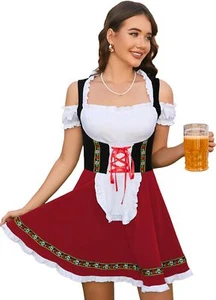 Halloween Dresses for Women Short Sleeve Velvet Dirndl Dress German Oktoberfe... - Picture 1 of 6
