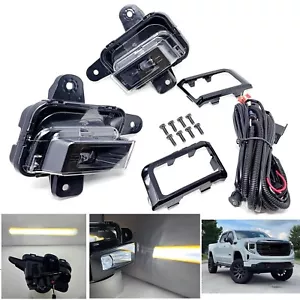 Clear LED Fog Lights Kit For 2022-2024 GMC Sierra 1500 w/Switch Wire Bezel Frame - Bild 1 von 16