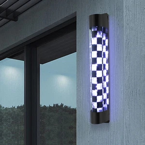 Barber Pole Light LED Black&White Checks Rotating Hair Salon Shop LED Lighting - Picture 1 of 21