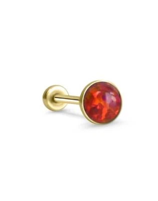 Threadless Labret Nose Ring Monroe Push Pin Stud Yellow Gold Steel 4mm Opal - Image 1 of 2