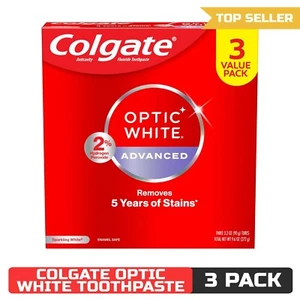 Colgate Optic White Advanced Hydrogen Peroxide Toothpaste, 3 Pack, 3.2 oz - Picture 1 of 9