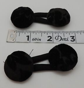 Antique/Vintage 2 two button black velvet frog fasteners
