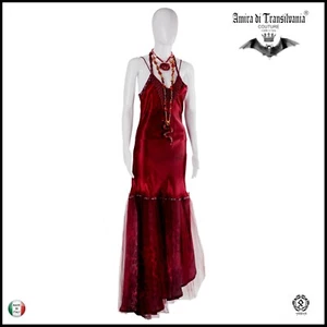 abito donna vestito estivo alta moda couture brand griff animalier rosso perline - Foto 1 di 12