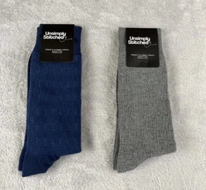 Unsimply Stitched Dress Socks 2 Pack Unisex Mens 8-12 Womens 8-13 - Picture 1 of 6