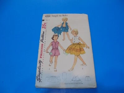 Simplicity Sewing Pattern 4264 Girls Skirt Blouse Shorts Size 6 VTG 1950s - Image 1 of 3