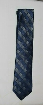 John Bartlett Statements Blue Check 100% Silk 56 Inch Tie, Made in China - Image 1 of 2