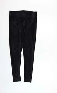 Marks & Spencer Womens Black Cotton Blend Trousers Size 12 L25 in Regular - Picture 1 of 12