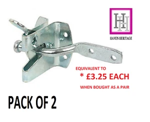  2 X Galvanised Auto Gate Latch Catch Garden Yard Gate Door Lock D1 - Picture 1 of 3