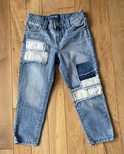 Old Navy Jeans Youth Boyfriend Kids Girls Size 5 Blue Patches Distressed Y2K - Picture 1 of 10
