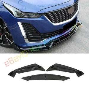 For Cadillac CT5 CT5-V 2020-2023 Glossy Black Front Bumper Lip Spoiler Bodykit - Picture 1 of 8