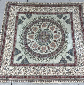 Ghalamkar Aziz Atrian 96"x96" Hand Printed Tapestry Cloth Isfahan - Picture 1 of 9