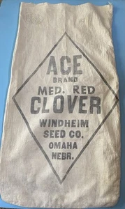 Vintage Ace Marke Rotklee Samen Stofftasche ~ Windheim Seed Co ~ Omaha Nebraska - Bild 1 von 6