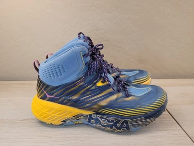 Hoka One One Speedgoat Mid 2 GTX Para Mujer Azul Amarillo Gore-Tex Trail Senderismo EE. UU. 9 Foto 1 de 4
