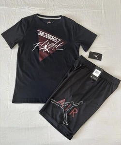 Nike Air Jordan Boys Jumpman Graphic Logo BLK T-Shirt & Shorts Set XL 18 20 NWT - Picture 1 of 8