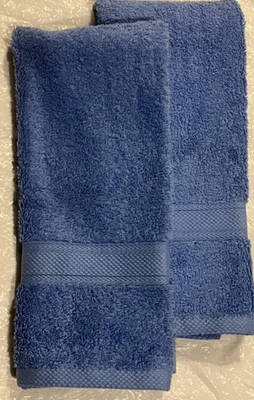 Juego de 2 toallas de mano vintage Tommy Hilfiger azul medio 16" x 27" nuevas sin etiquetas Foto 1 de 4