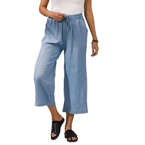 Ecupper Womens Casual Loose Fit Linen Elastic Drawstring Waist Capri Pants 2XL - Picture 1 of 3