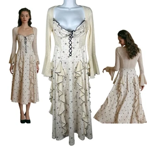 Lacemade Danube Starry River Dress Midi Renaissance Boho Langarmkleid Small - Bild 1 von 10