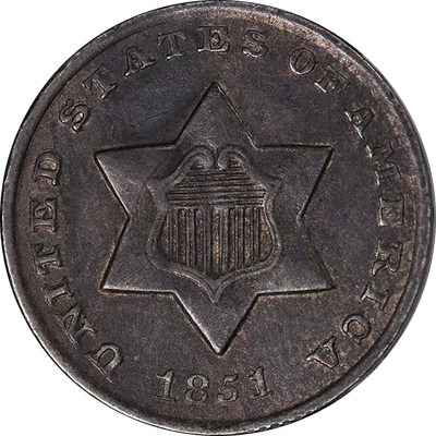 1851-O Three (3) Cent Silver Choice AU/BU Nice Eye Appeal Strong Strike - Image 1 of 2