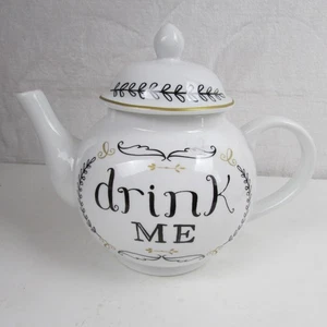 Sears Home Teapot Porcelain 10" Drink Me Microwave Dishwasher Safe Alice in - Picture 1 of 6