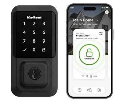 Kwikset Halo 939 Wi-Fi Smart Lock Touchscreen Keypad 99390-004 Matte Black New - Image 1 of 4