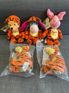 Disney Store The Tigger Movie 2000 Beanies Pooh, Eeyore,Piglet,Tigger - New - Picture 1 of 5