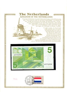 Netherlands 5 Gulden P 95 1973 UNC w/UN FDI FLAG STAMP Lucky # 4077763938 - Picture 1 of 3