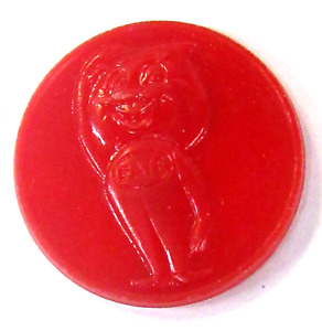 1960 PATE GASOLINE red plastic token with ESSO DROP KID figure STANDARD OIL ^