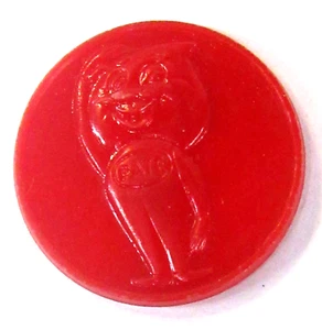 1960 PATE GASOLINE red plastic token with ESSO DROP KID figure STANDARD OIL ^ - Picture 1 of 4