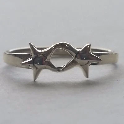 LADIES JEWELRY DOUBLE STAR .925 STERLING SILVER RING SIZES 5 6 7 8 - Image 1 of 4