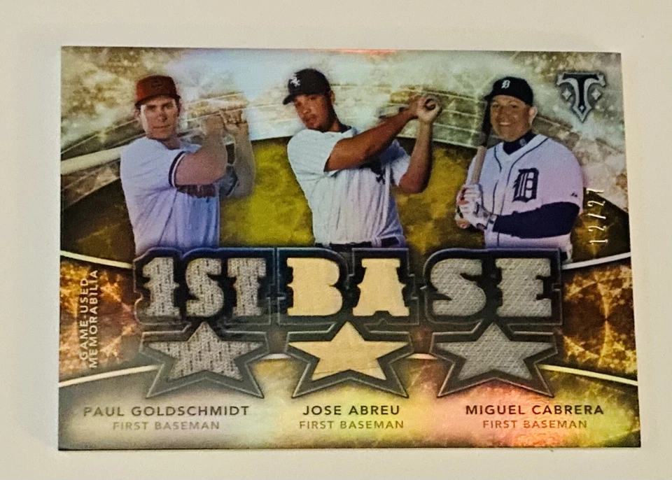 2015 Triple Threads Relic Combo 12/27 Miguel Cabrera Jose Abreu Paul Goldschmidt - Image 1 of 4