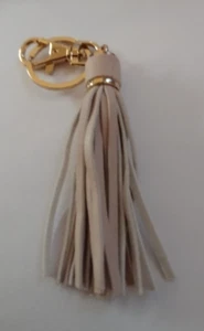 Beige Fringed Tassel Keychain Clip Accessory - Picture 1 of 5