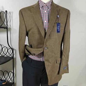 Abrigo Blazer Chaps Para Hombres Tweed Dos Botones Marrón Lana Oliva Talla 42R 42 NUEVO DEFECTO - Imagen 1 de 7