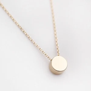 Tiny Dot Necklace in 14k Gold/Small Disk Necklace/Simple Dot Necklace - Picture 1 of 8