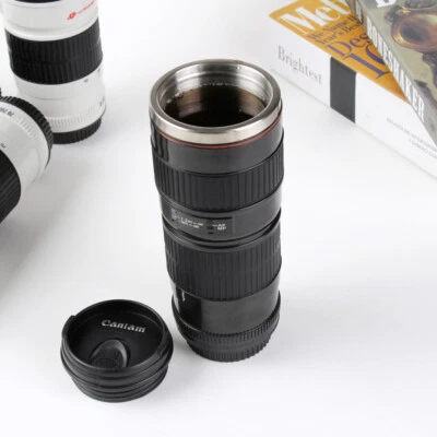 Camera Lens Coffee Mug Stainless Steel Thermos Cup Photographer Gifts Travel Mug - Image 1 of 4