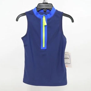 Crewcuts Rash Guard Girls T3 UV Protection NEW Blue Sleeveless UPF50+ Half Zip - Picture 1 of 8