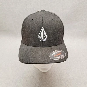 Volcom Flexfit Dri-fit Full Stone Heather Logo Hat Gray/Black Cap Size Large/XL - Picture 1 of 8