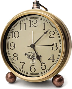 Vintage Analog Clock,5.2 Inch Super Silent Clock,Battery Operated Alarm Clock - Picture 1 of 12